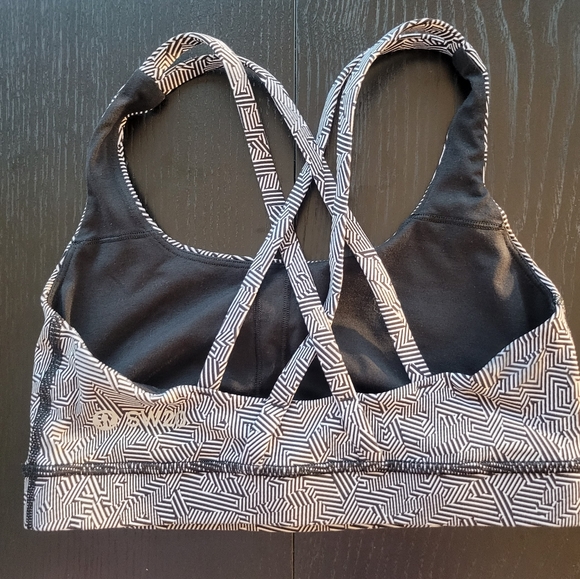Lululemon Energy Bra SeaWheeze Illusionary White Black Size 4 - Picture 5 of 6